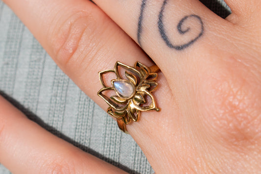 Moonlit Lotus Ring