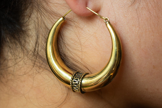 Bold Tribal Horn Hoops - Large