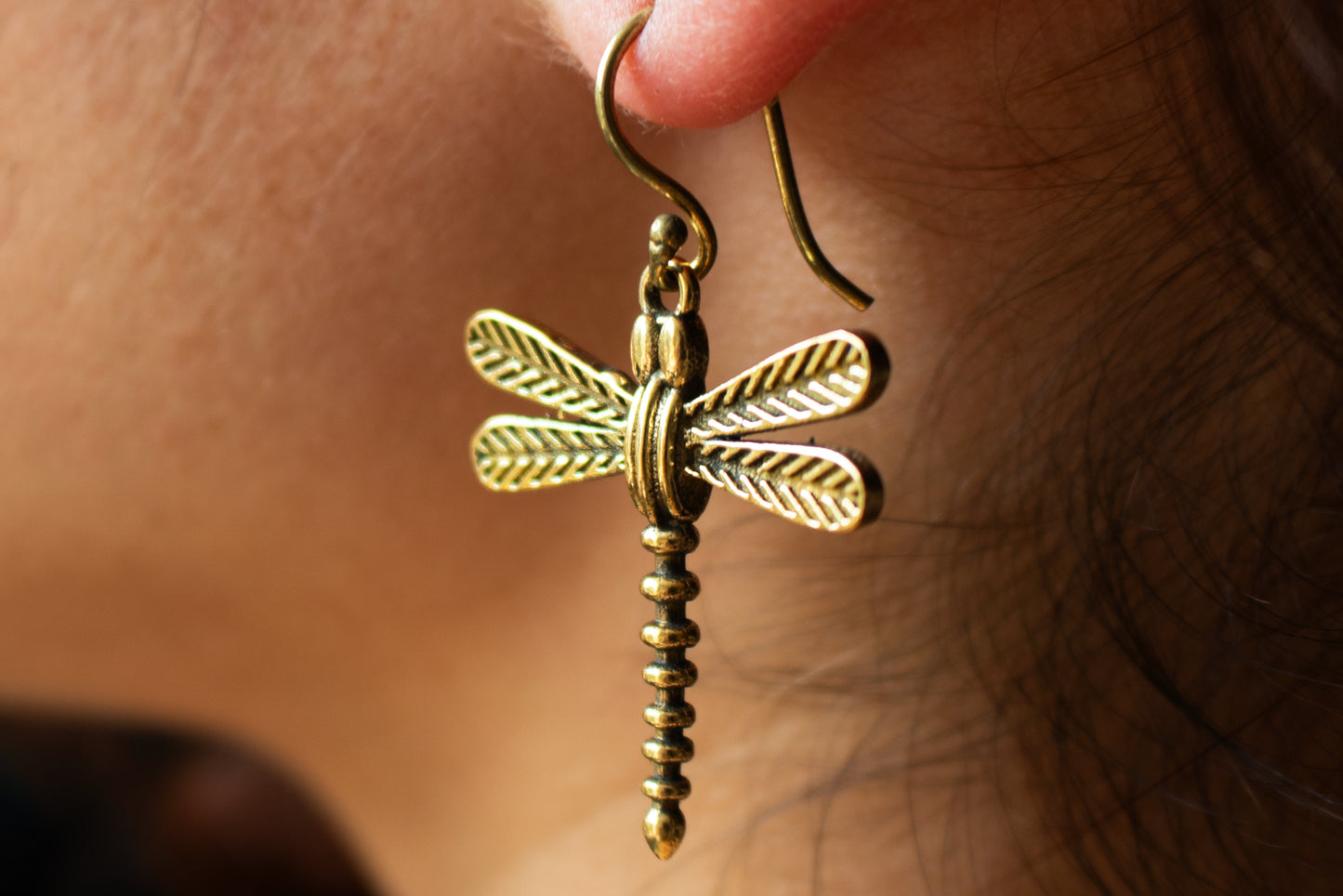 Gold Dragonfly Earrings
