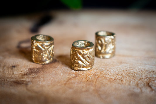 Set of Three Brass Dreadlock Beads