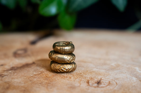 Set of Three Brass Dreadlock Beads with Textured Design