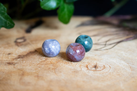 Set of Three Indian Agate Dreadlock Beads