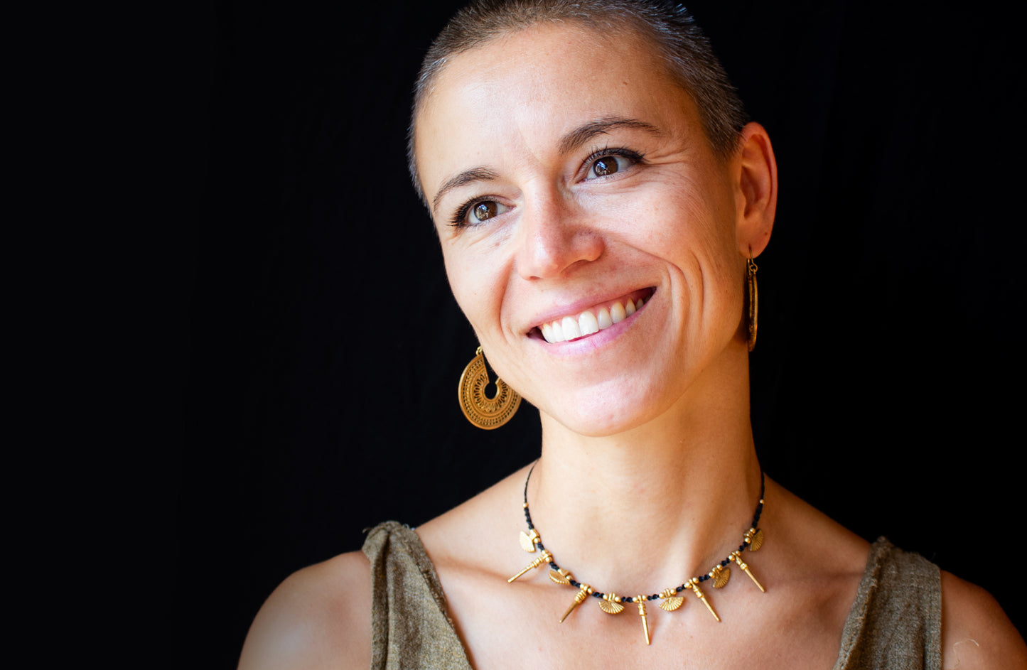 Golden Crescent Mandala Earrings