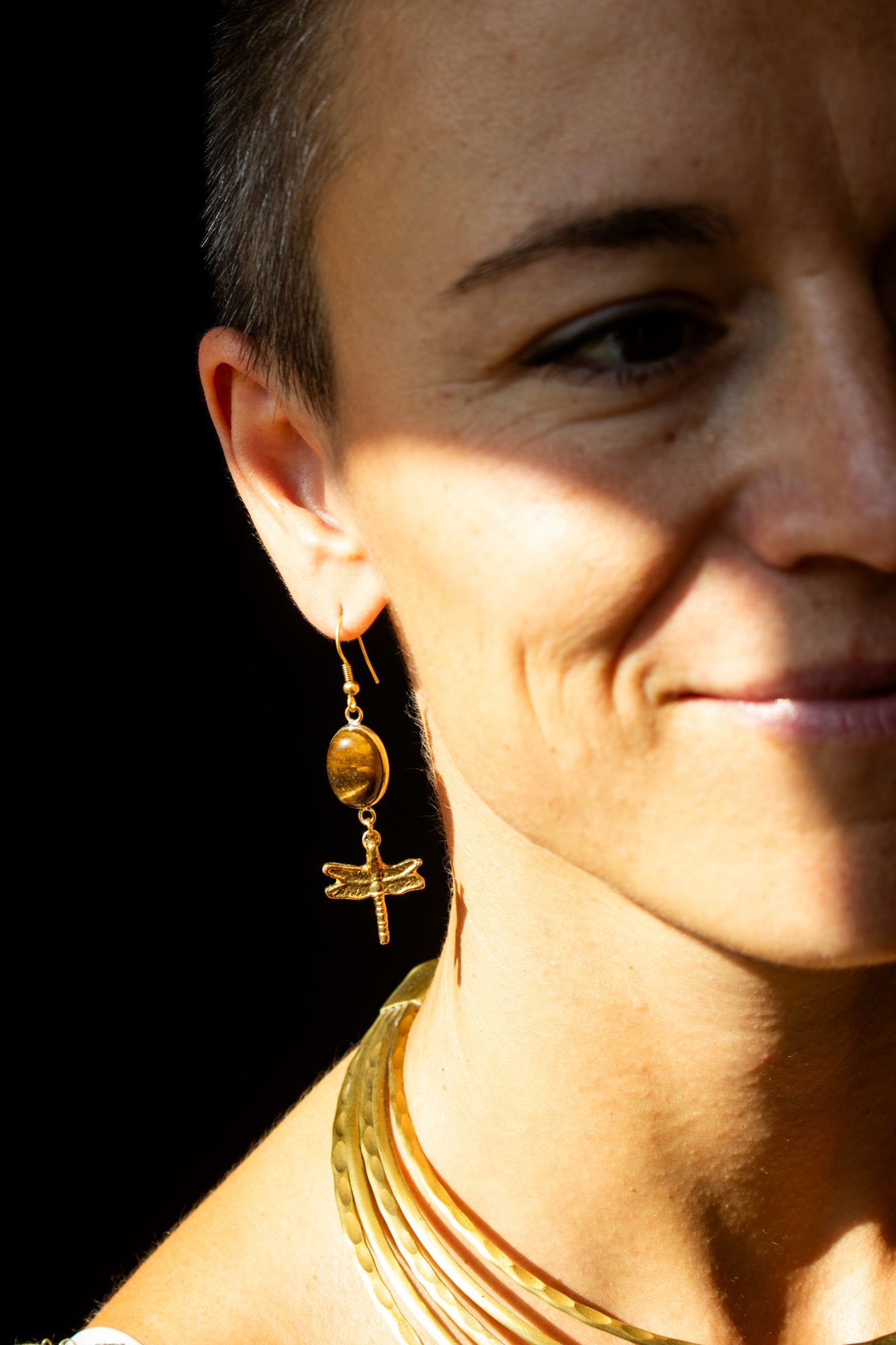 Dragonfly & Tiger’s Eye Earrings