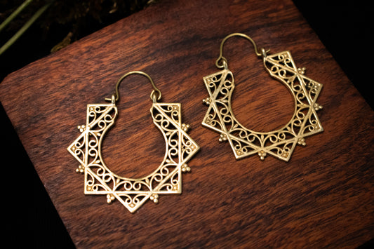 Mandala Brass Hoop Earrings