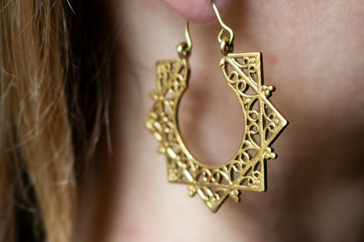 Mandala Brass Hoop Earrings
