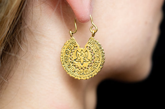 Lotus Mandala Brass Earrings