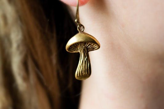 Mushroom Brass Earrings