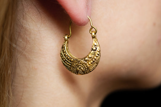 Golden Crescent Tribal Earrings