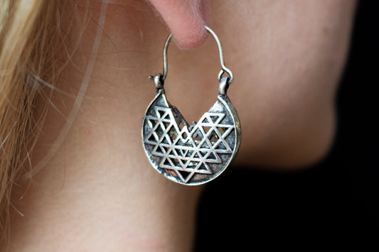 Silver Yantra Earrings