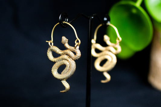 Bold Gold Snake Earrings