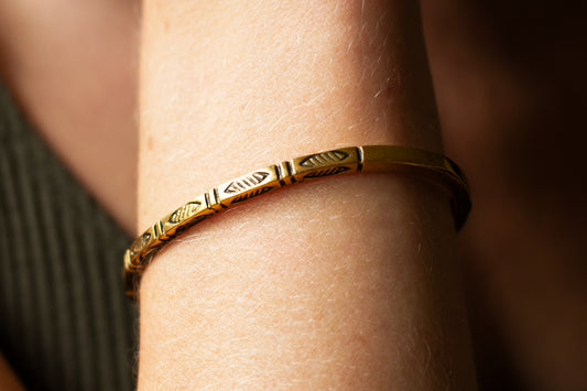 Minimalist Gold Engraved Cuff Bracelet
