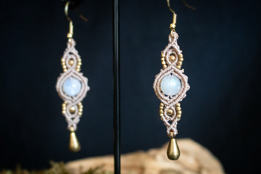 Moonstone Teardrop Macramé Earrings