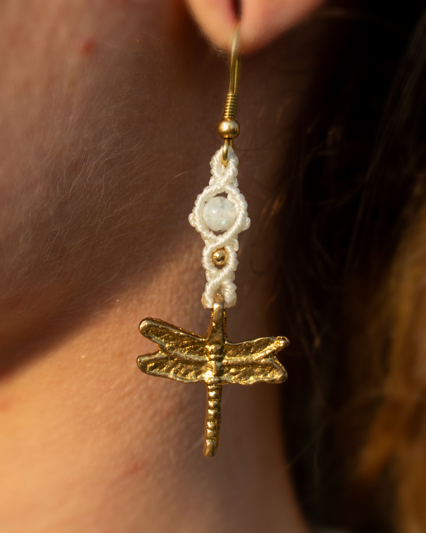 Dragonfly Moonstone Earrings