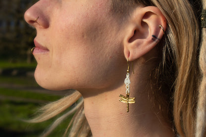 Dragonfly Moonstone Earrings