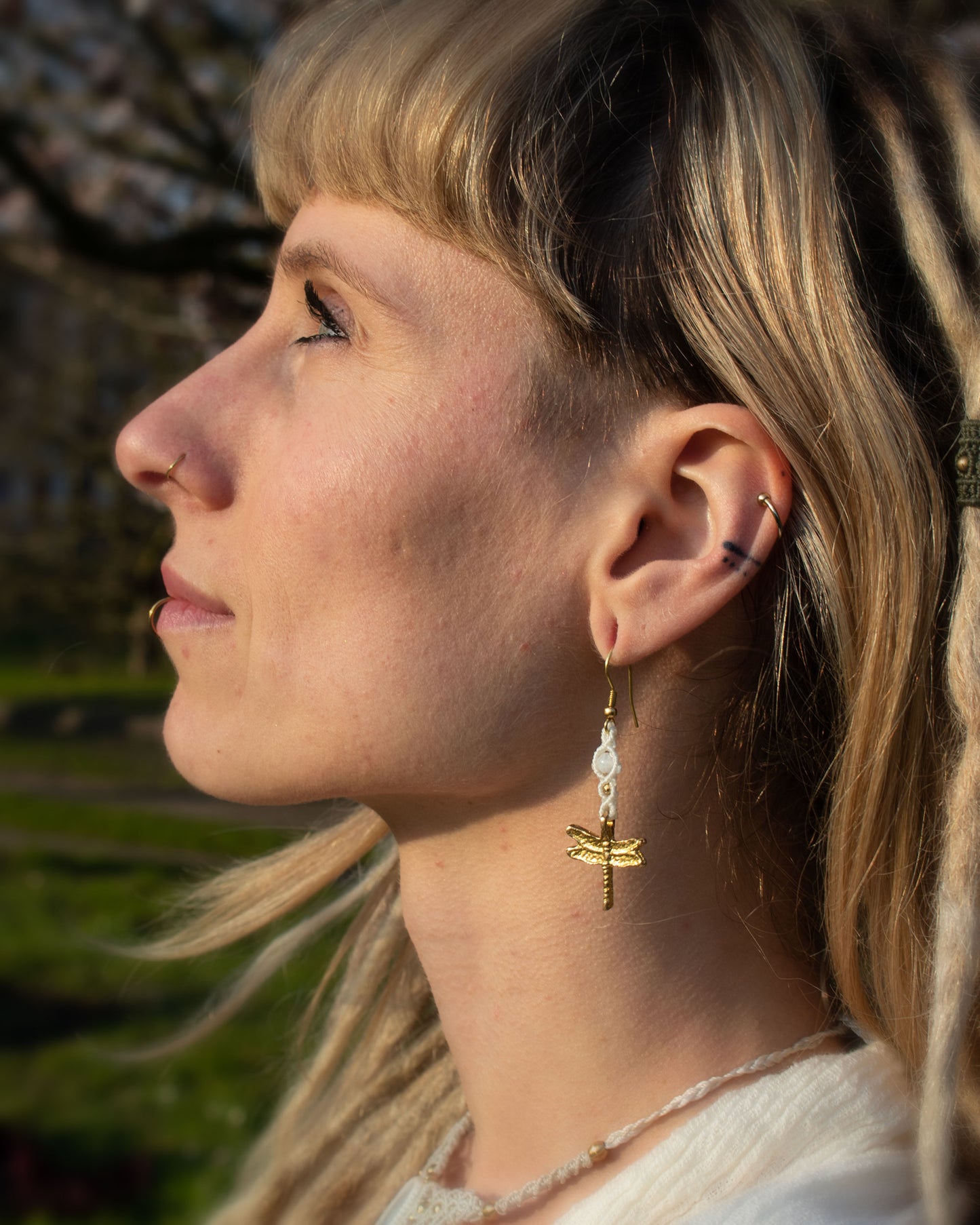 Dragonfly Moonstone Earrings