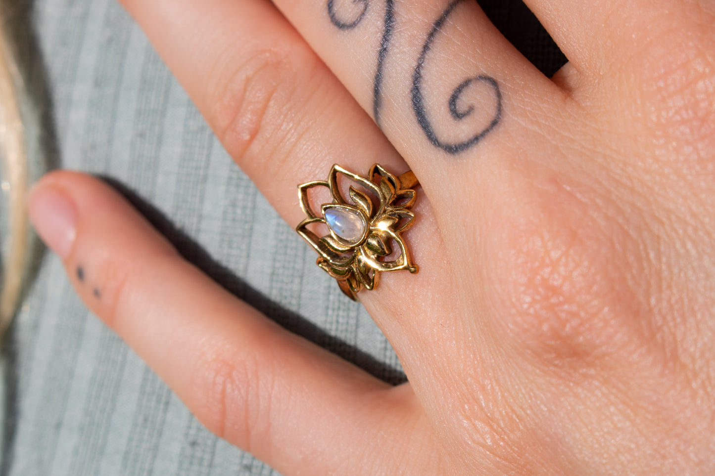 Moonlit Lotus Ring