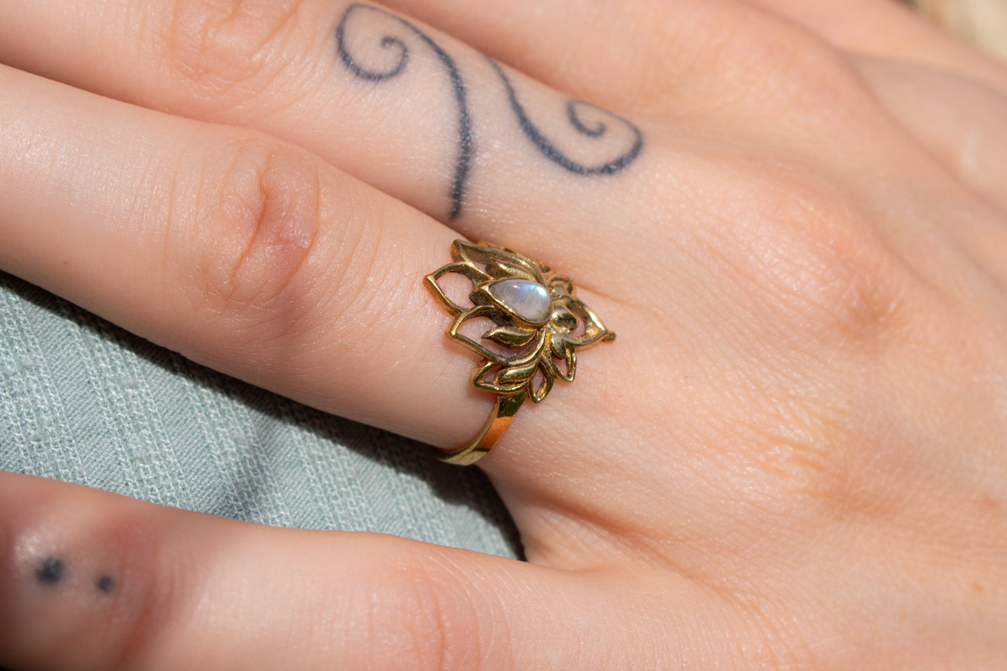Moonlit Lotus Ring