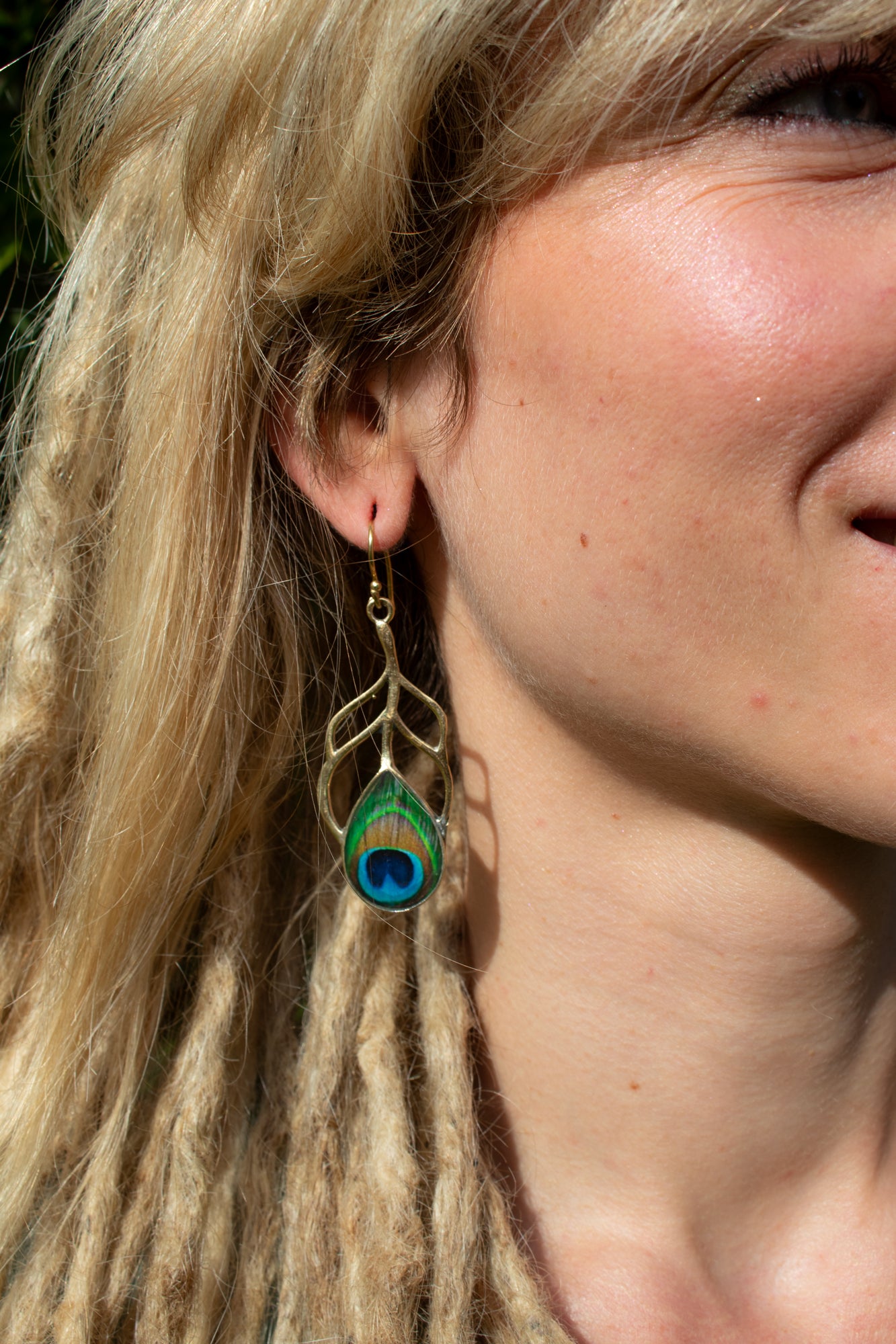 Peacock Feather Drop Earrings