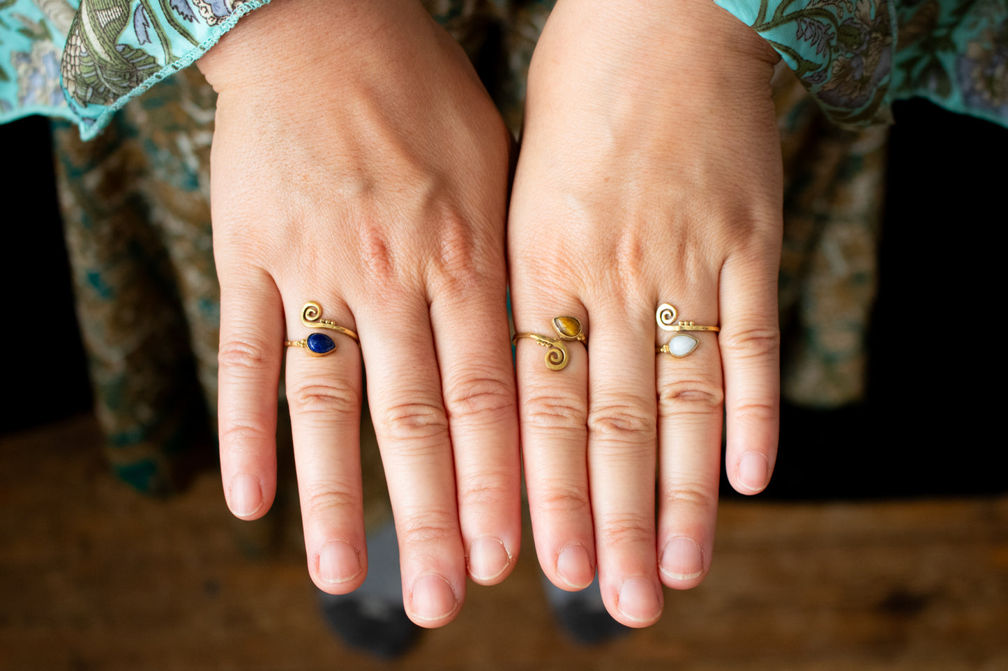 Drop Spiral Ring – Available in Various Gemstones