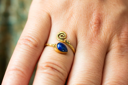 Drop Spiral Ring – Available in Various Gemstones