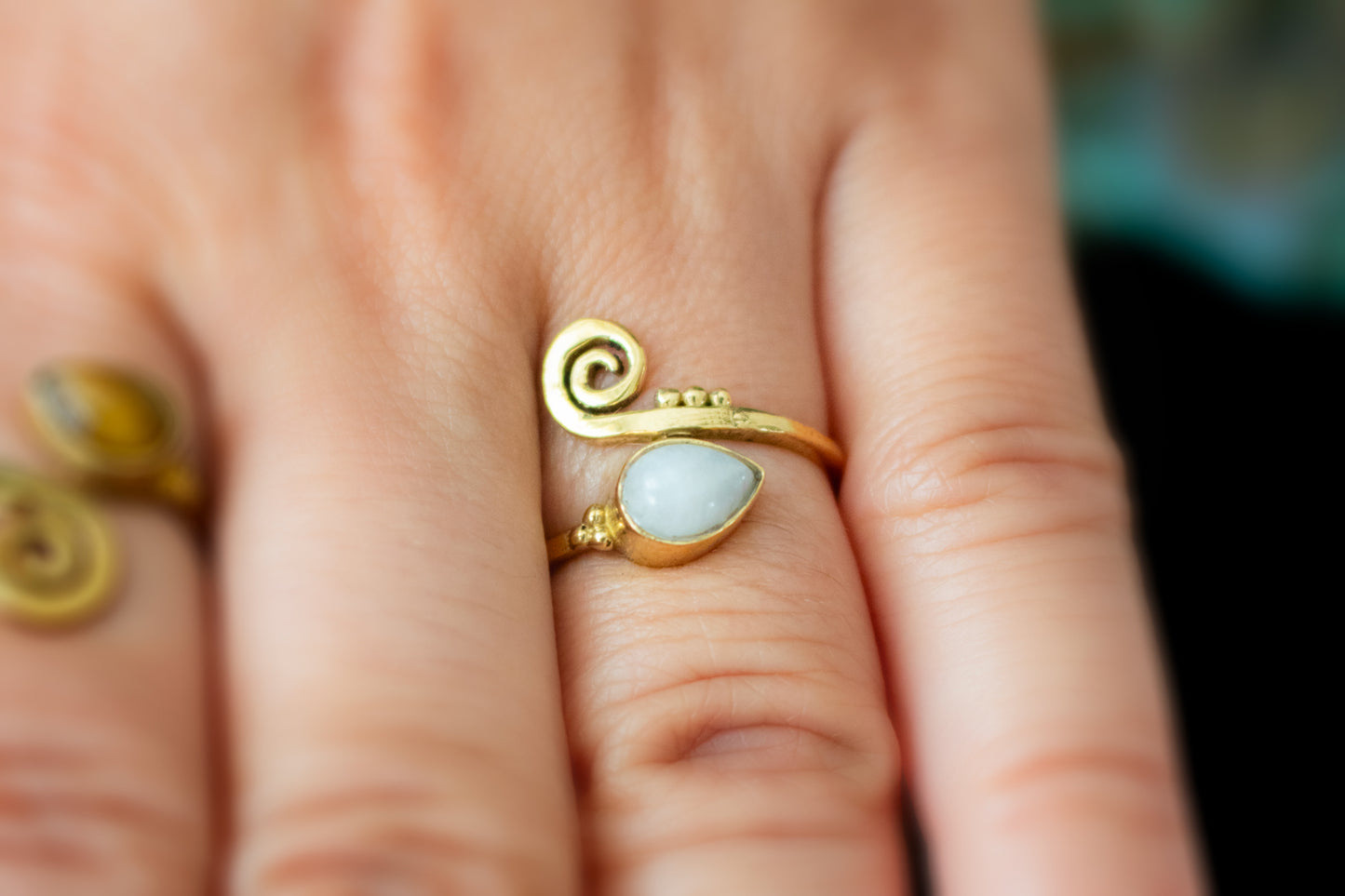 Drop Spiral Ring – Available in Various Gemstones