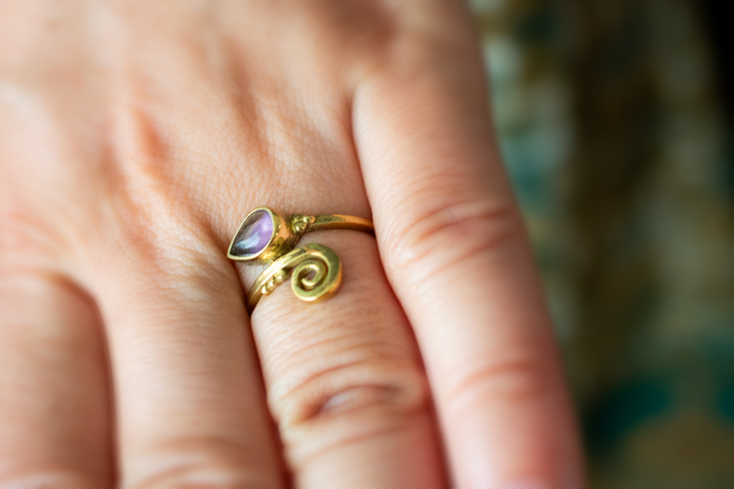 Drop Spiral Ring – Available in Various Gemstones