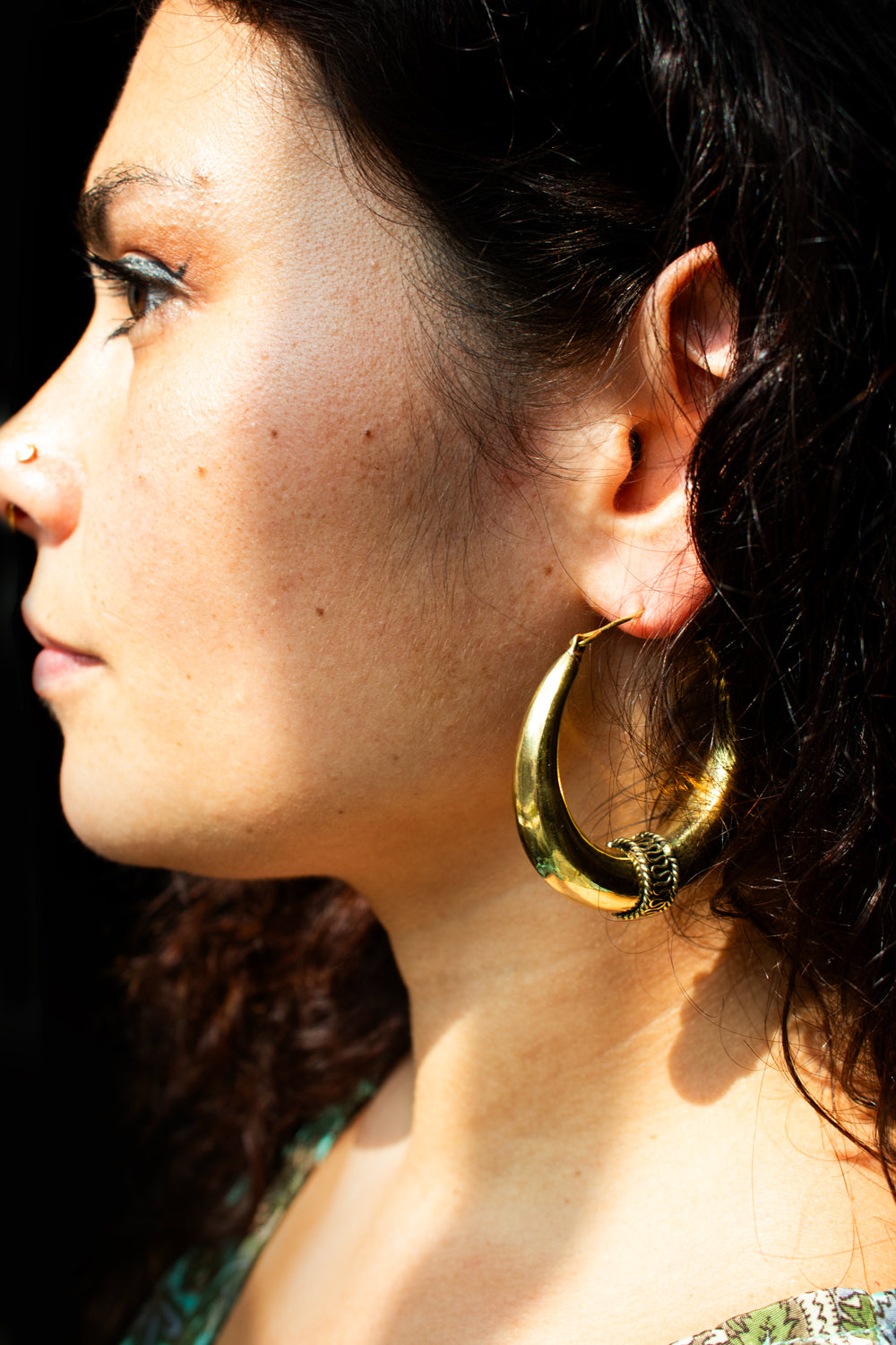 Bold Tribal Horn Hoops - Large