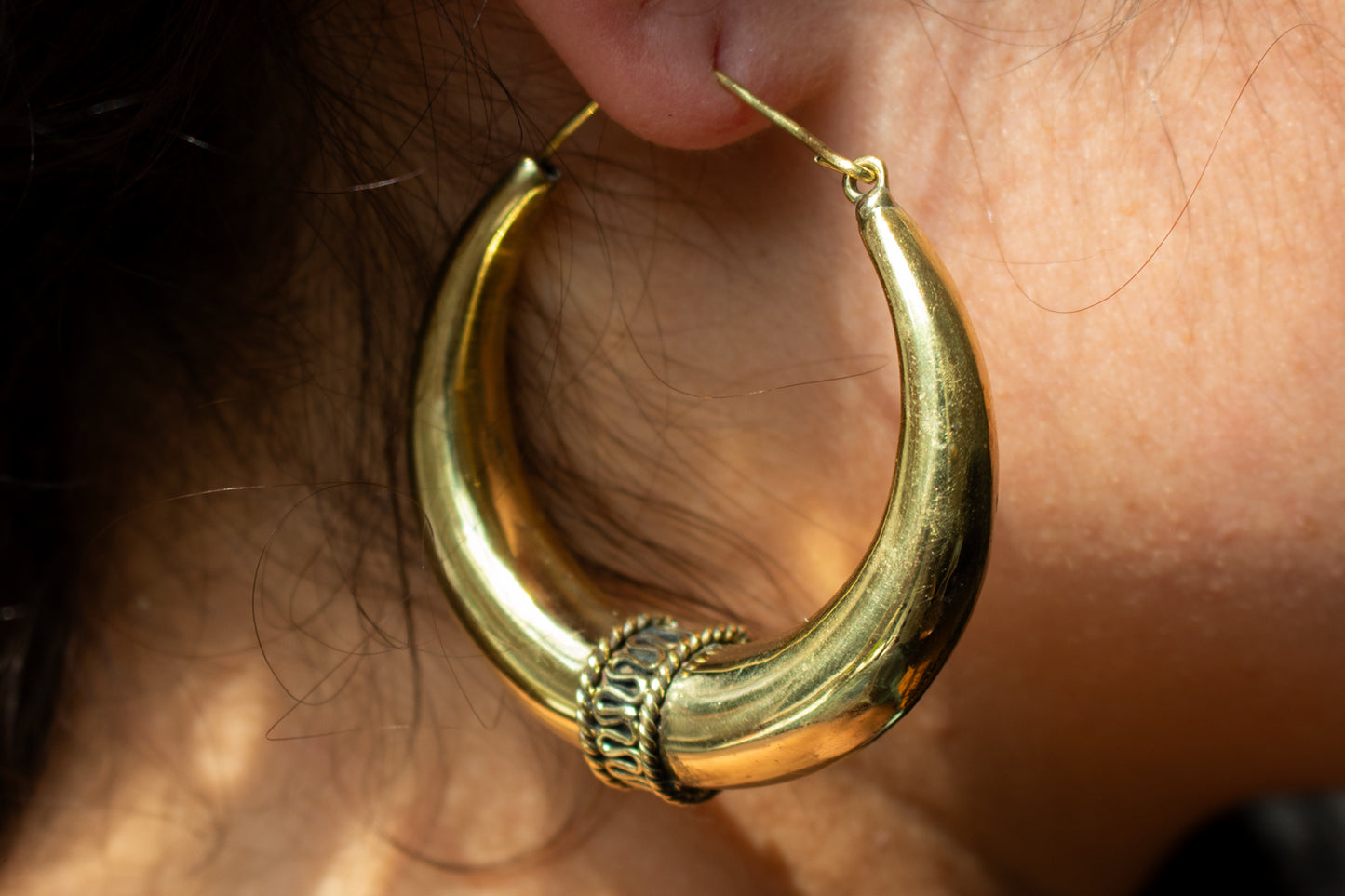 Bold Tribal Horn Hoops - Large