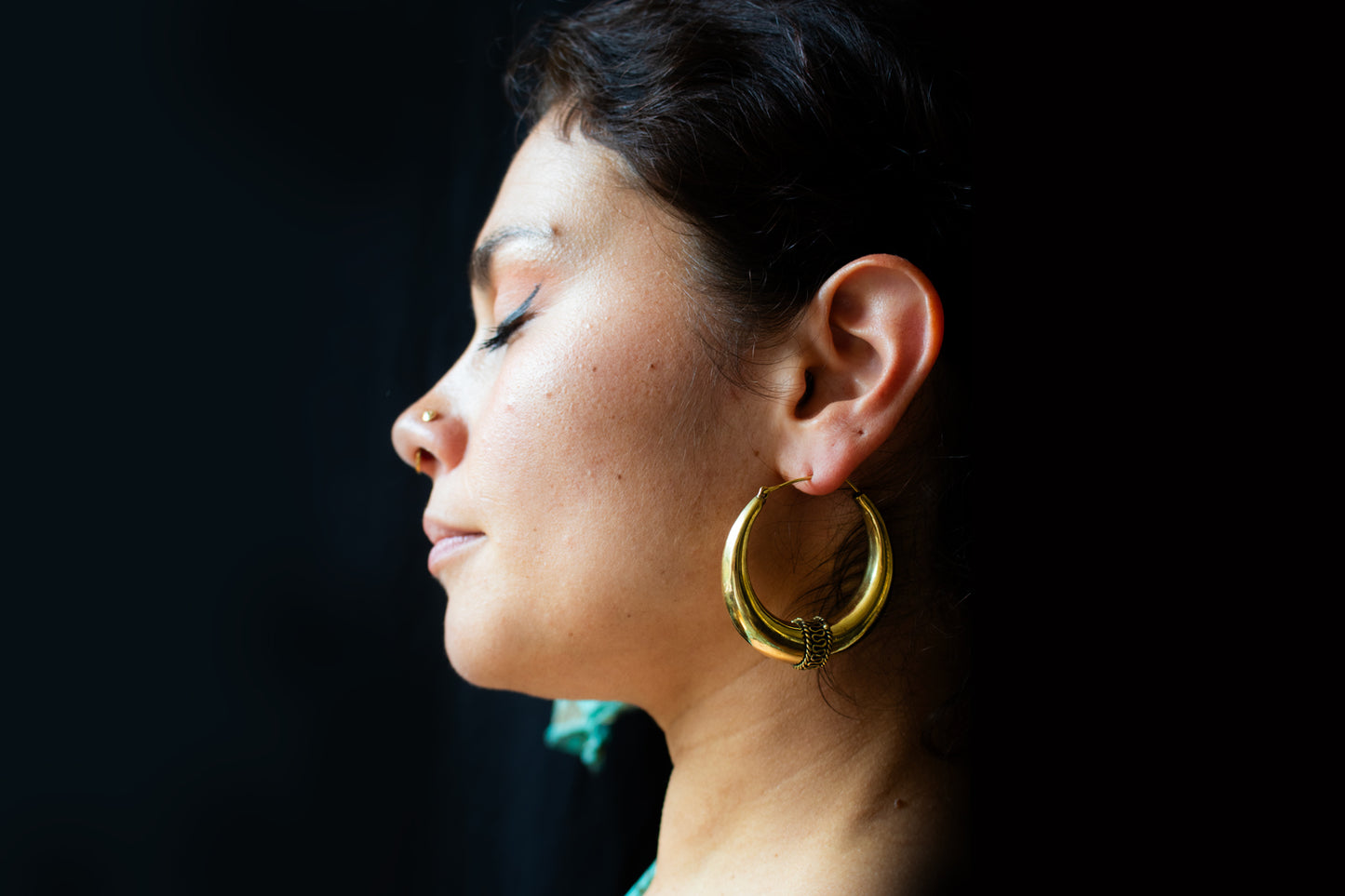 Bold Tribal Horn Hoops - Large