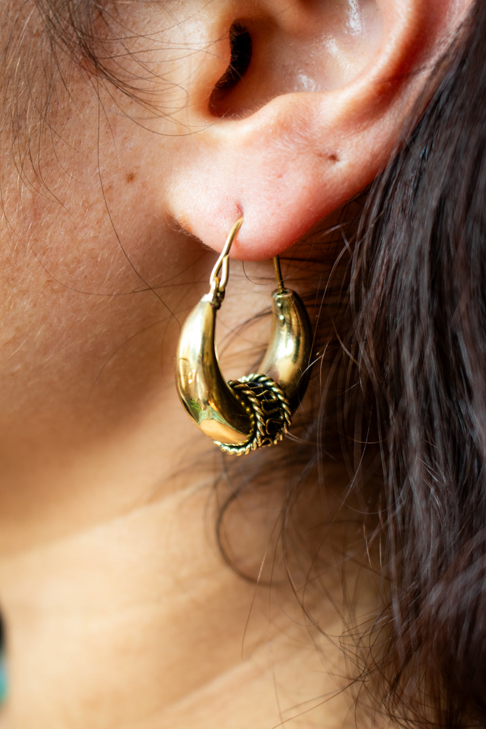 Tribal Crescent Hoop Earrings - Small