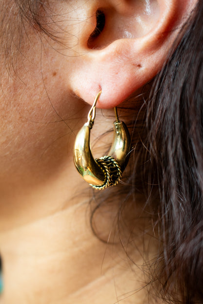 Tribal Crescent Hoop Earrings - Small