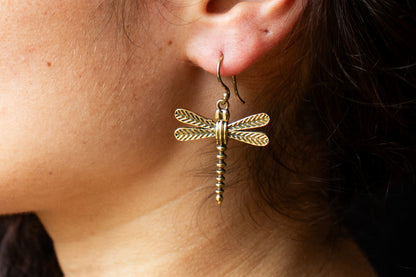 Gold Dragonfly Earrings