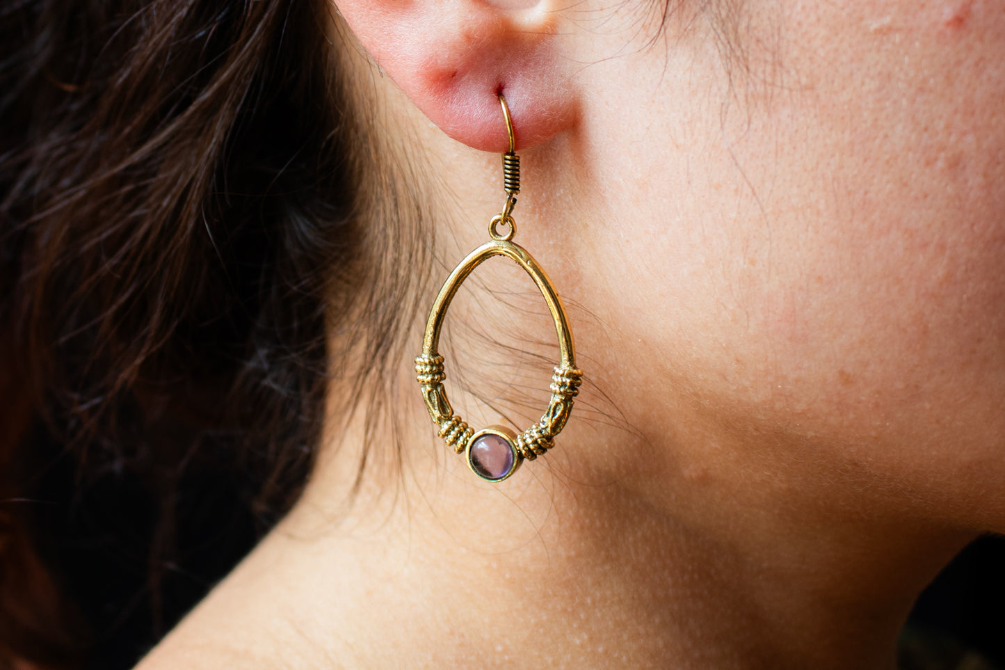 Golden Tribal Teardrop Earrings