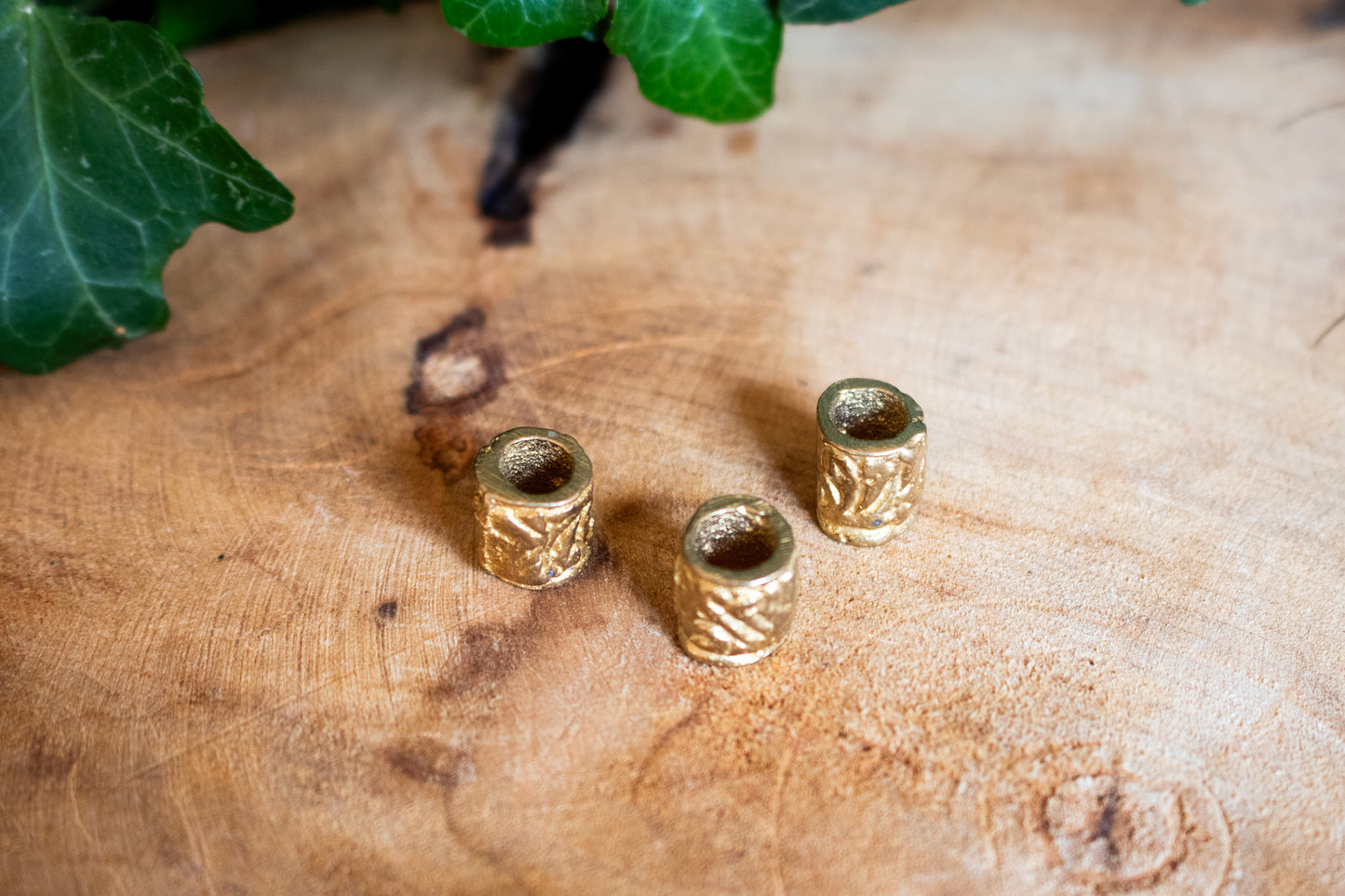 Set of Three Brass Dreadlock Beads