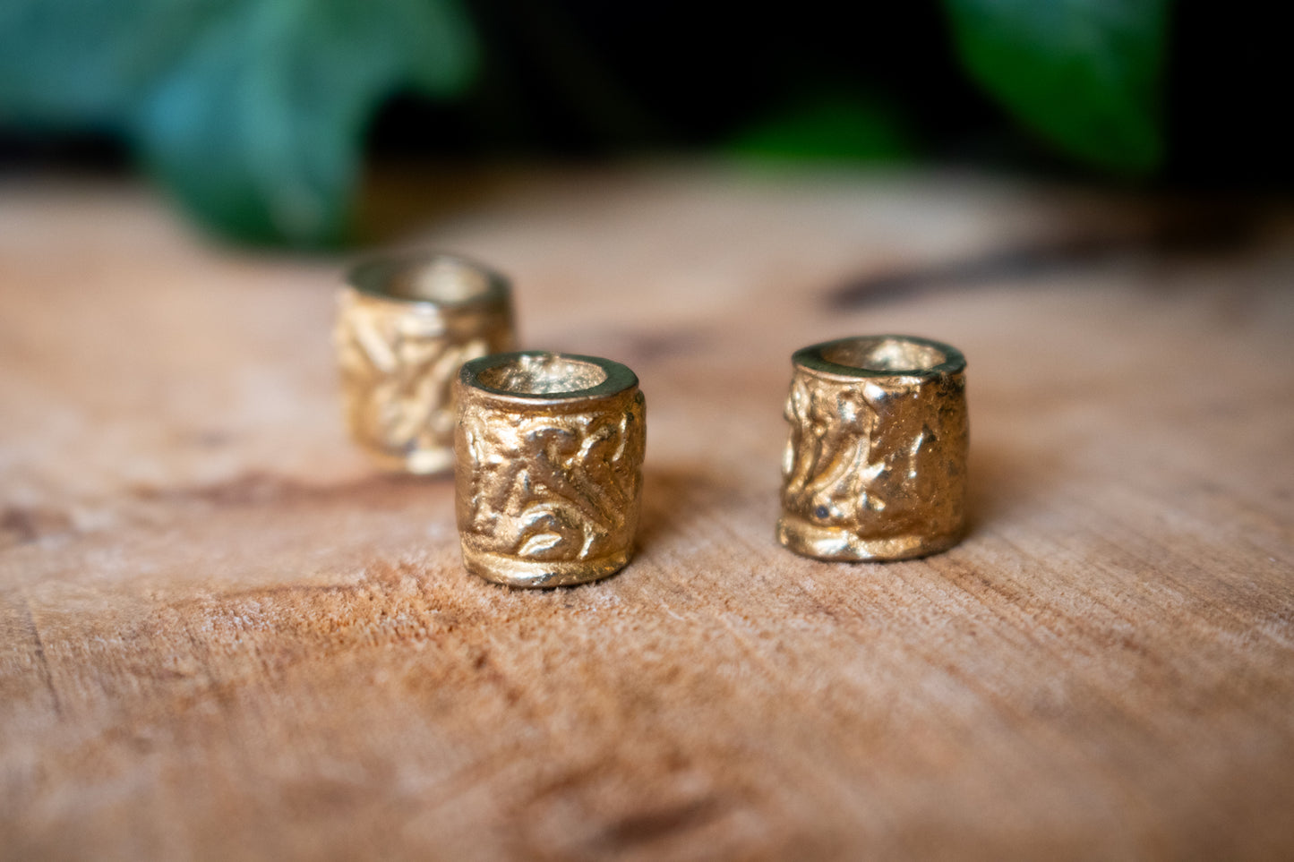 Set of Three Brass Dreadlock Beads