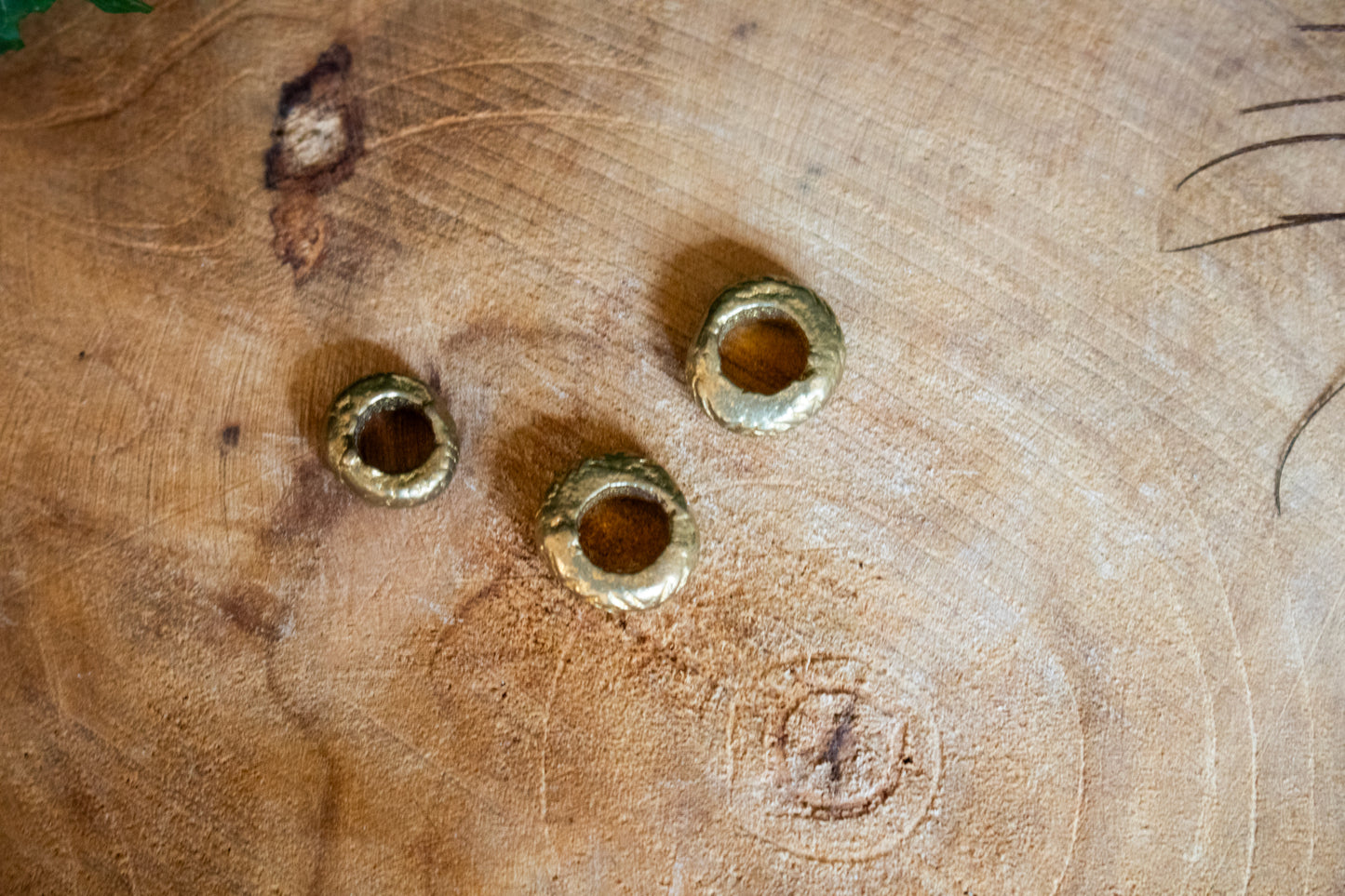 Set of Three Brass Dreadlock Beads with Textured Design