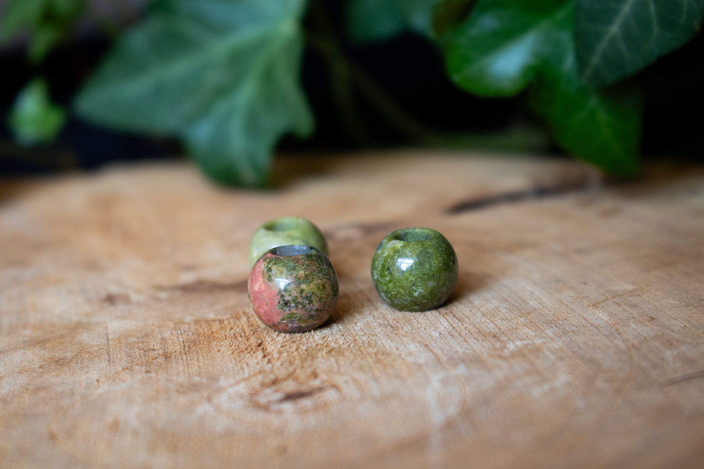 Unakite dreadlock beads - set of three