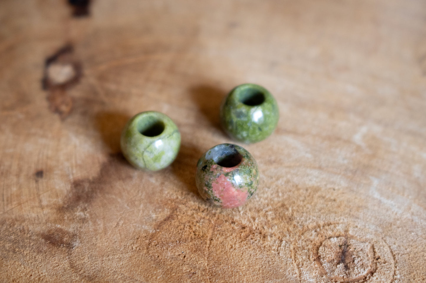 Unakite dreadlock beads - set of three
