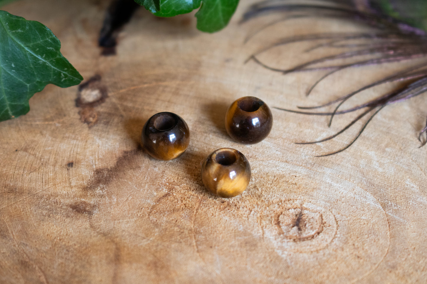 Tiger's eye dreadlock beads - Set of three