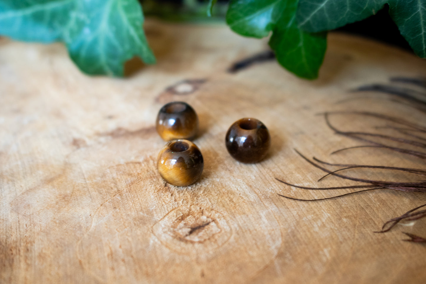 Tiger's eye dreadlock beads - Set of three