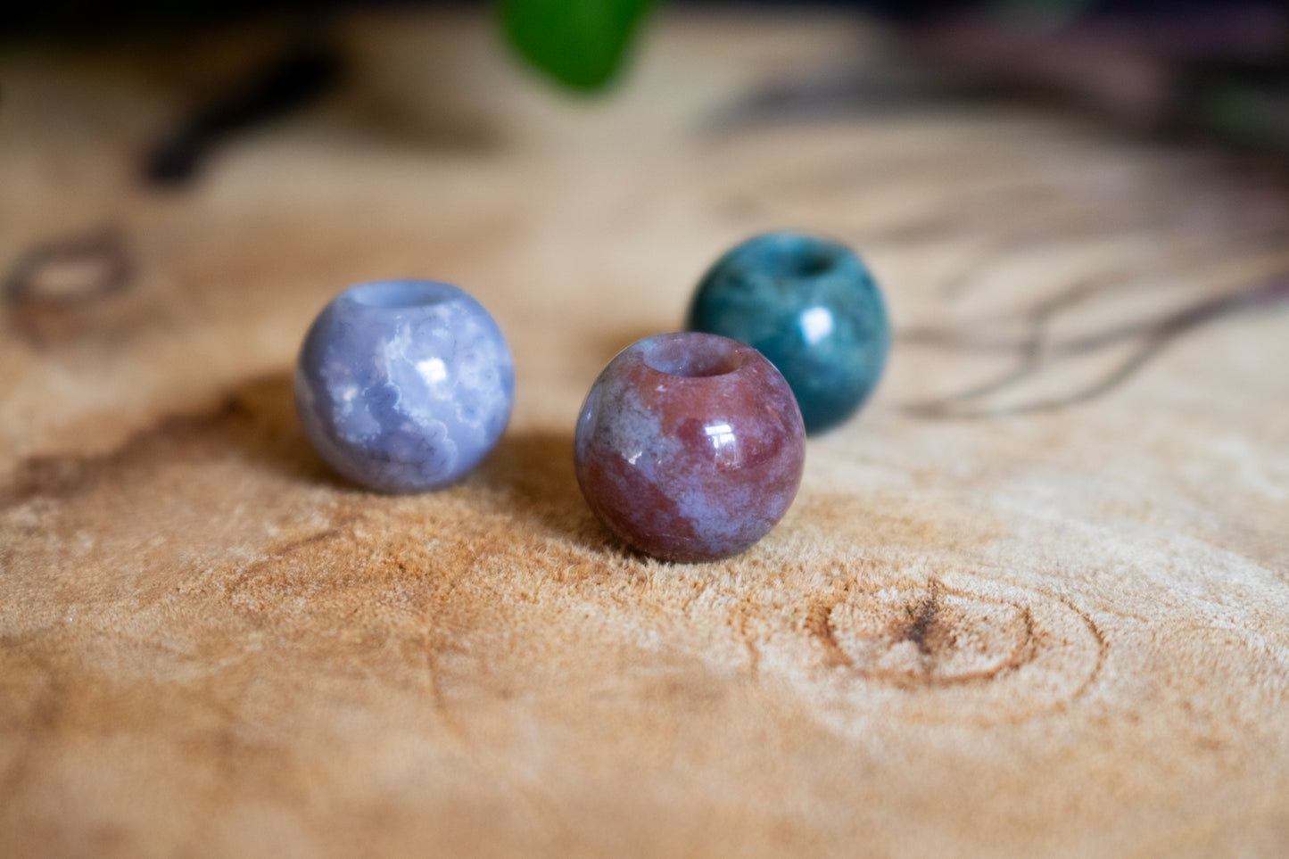 Set of Three Indian Agate Dreadlock Beads