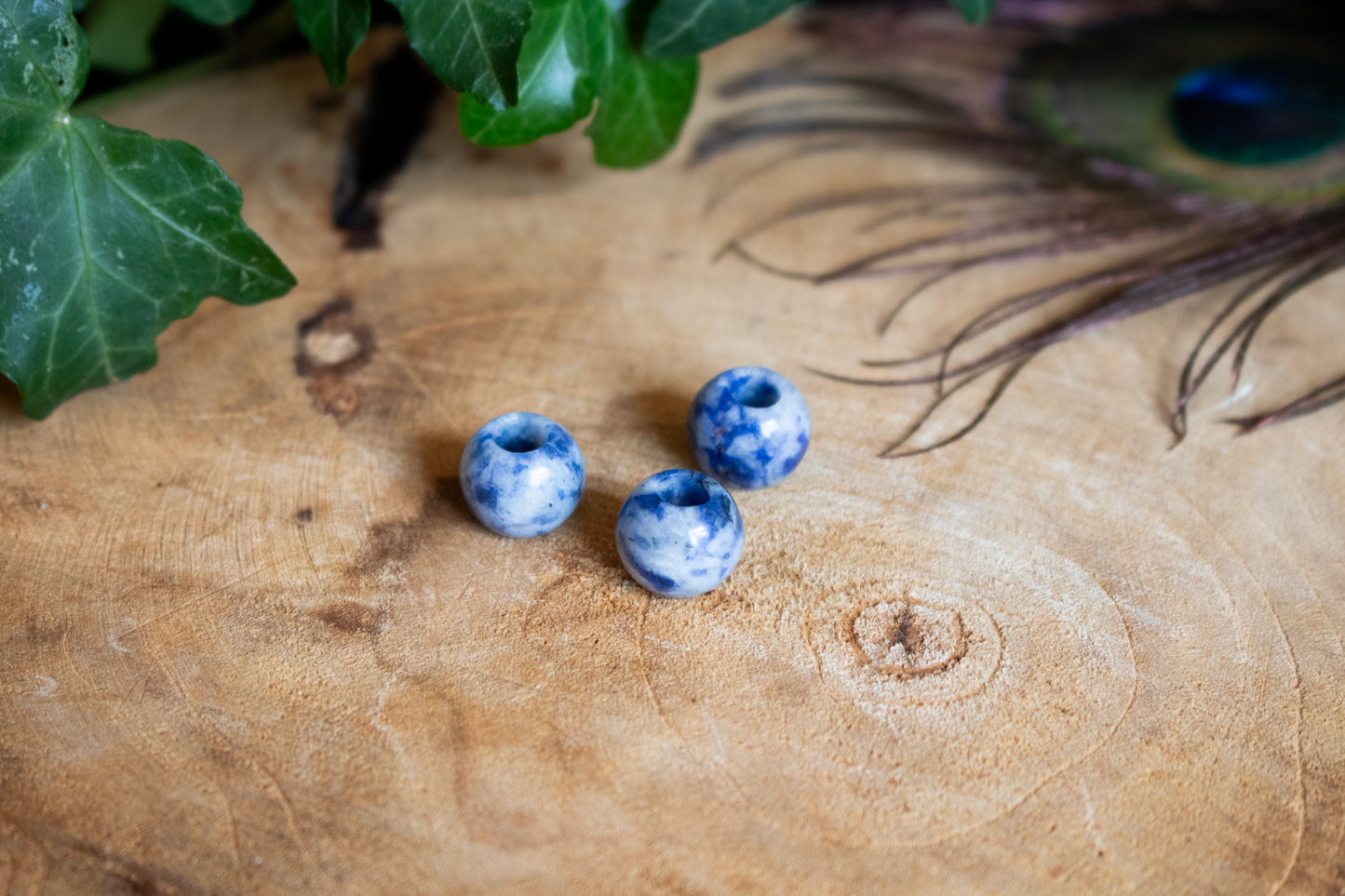 Set of Three Sodalite Dreadlock Beads