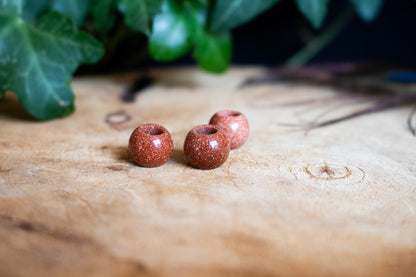 Set of Three Gold Sandstone Dreadlock Beads