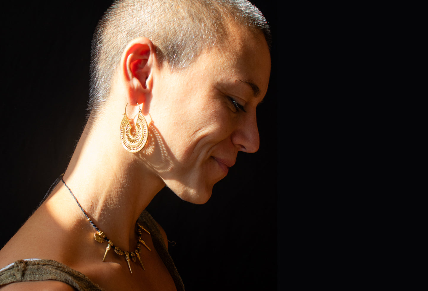 Golden Crescent Mandala Earrings