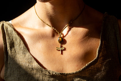 Handmade Tiger’s Eye & Dragonfly Necklace