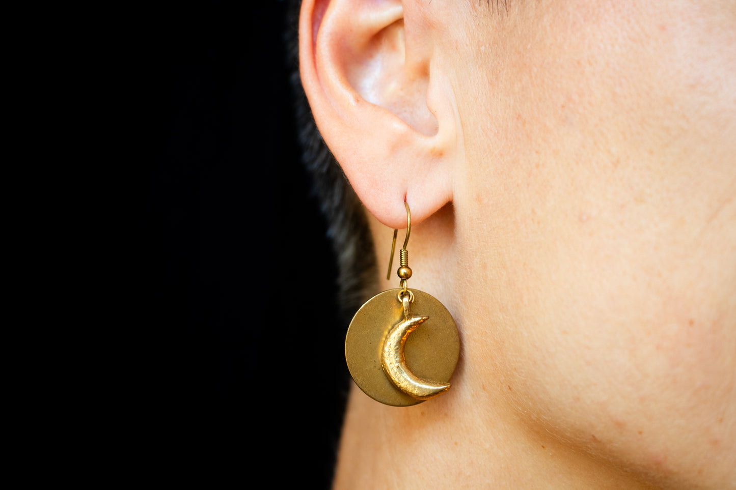 Golden Crescent Moon Earrings