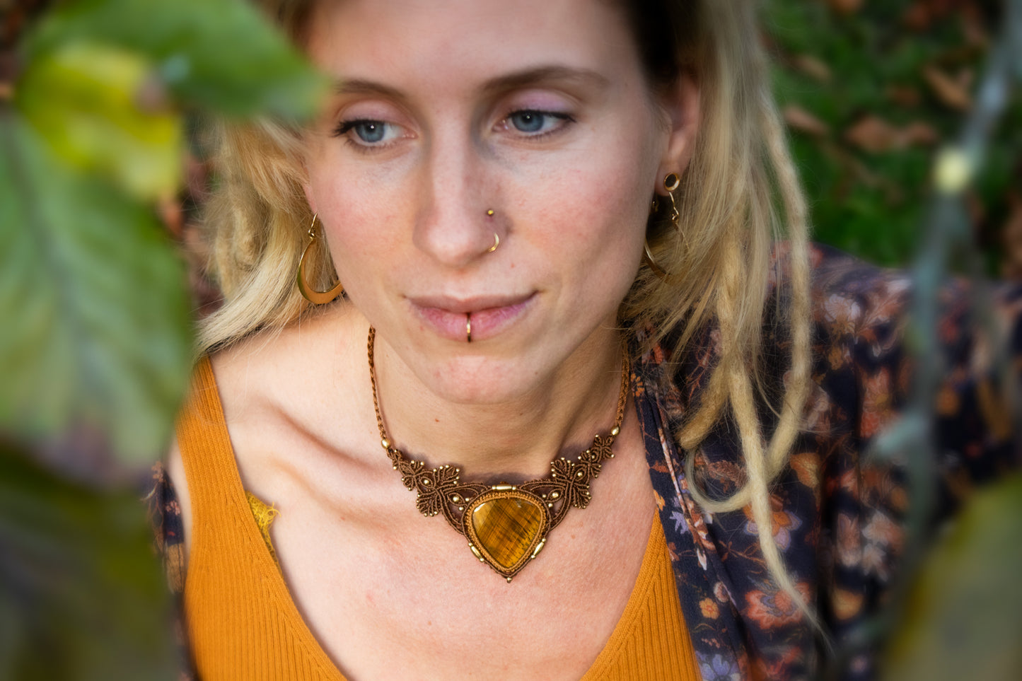 Autumn bloom tiger's eye necklace