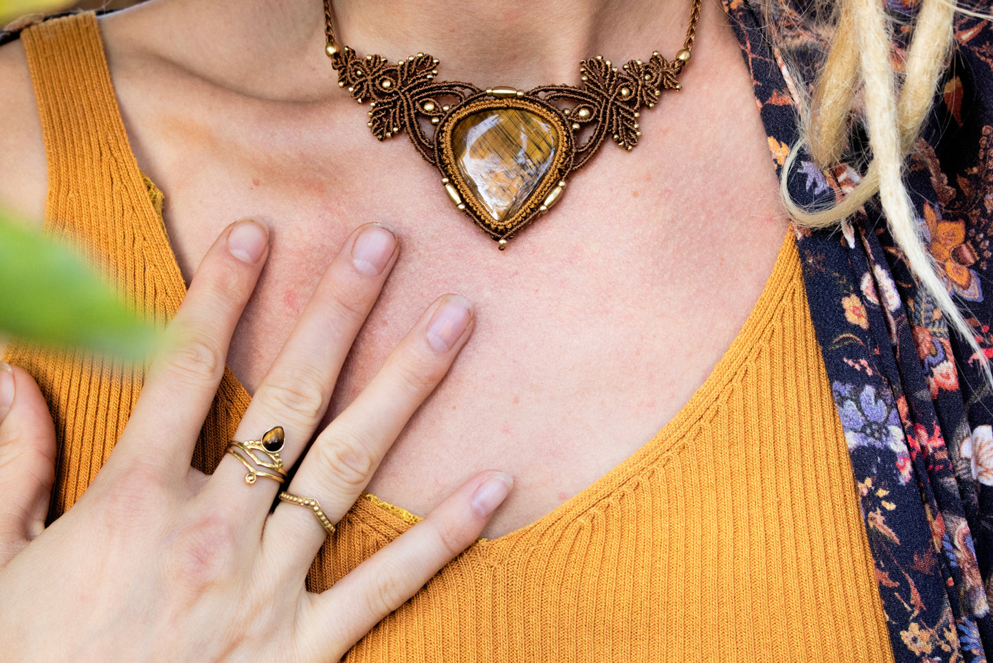 Autumn bloom tiger's eye necklace