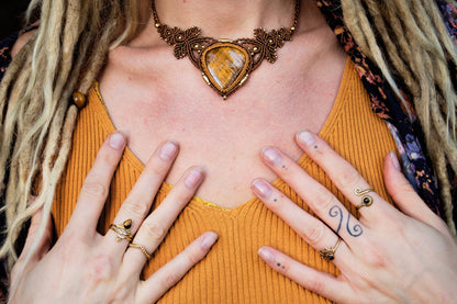 Autumn bloom tiger's eye necklace